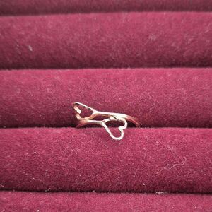 Chic Gold Double Heart 10K Ring